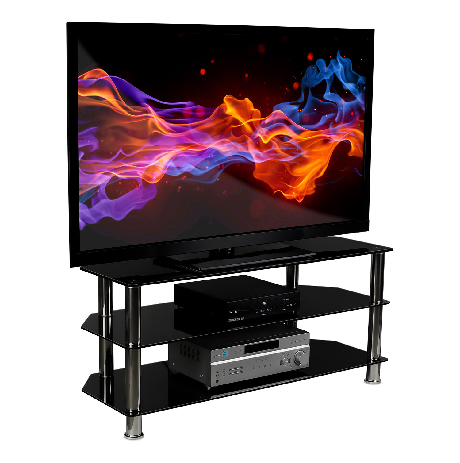 Small glass tv stand hotsell